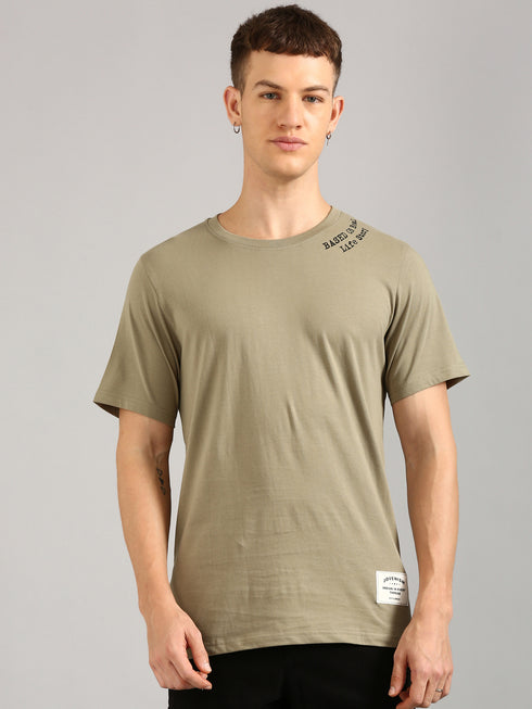Brown Printed Regular Fit T-Shirt